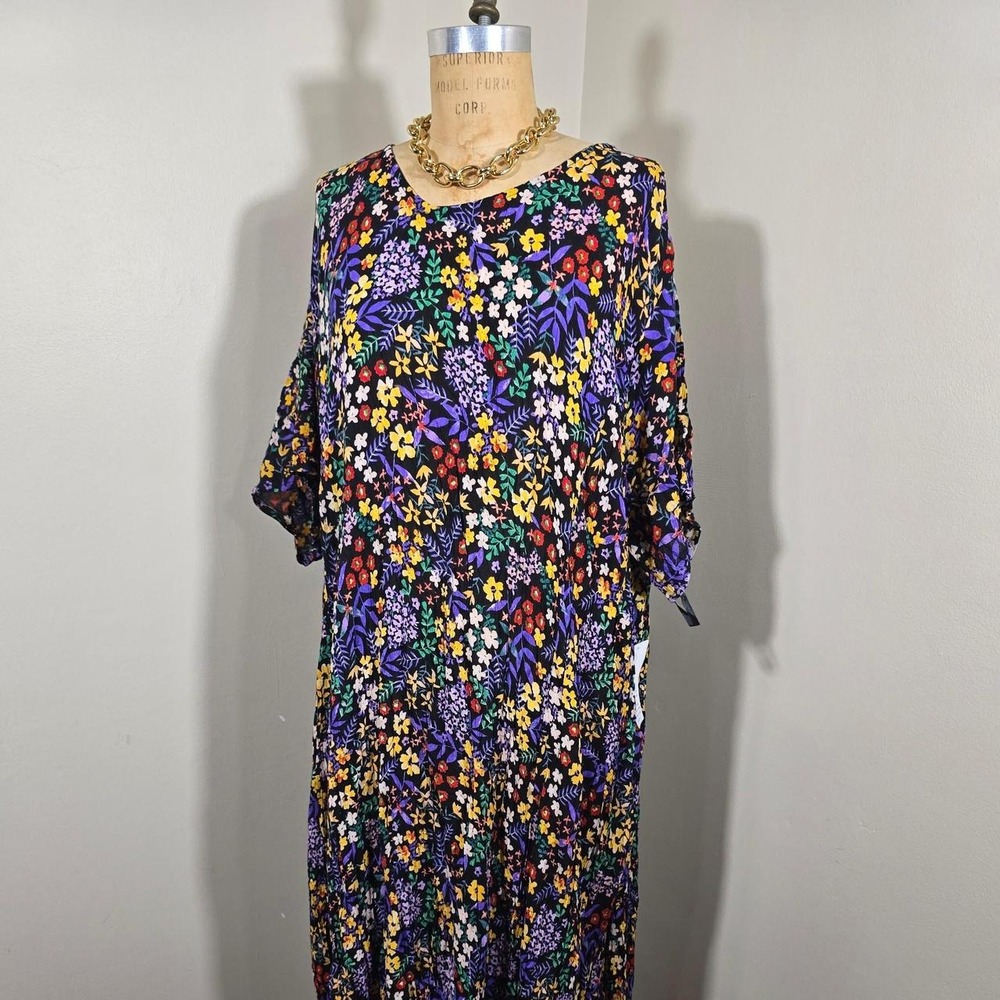 Woman Within 5X black multicolor floral maxi dress